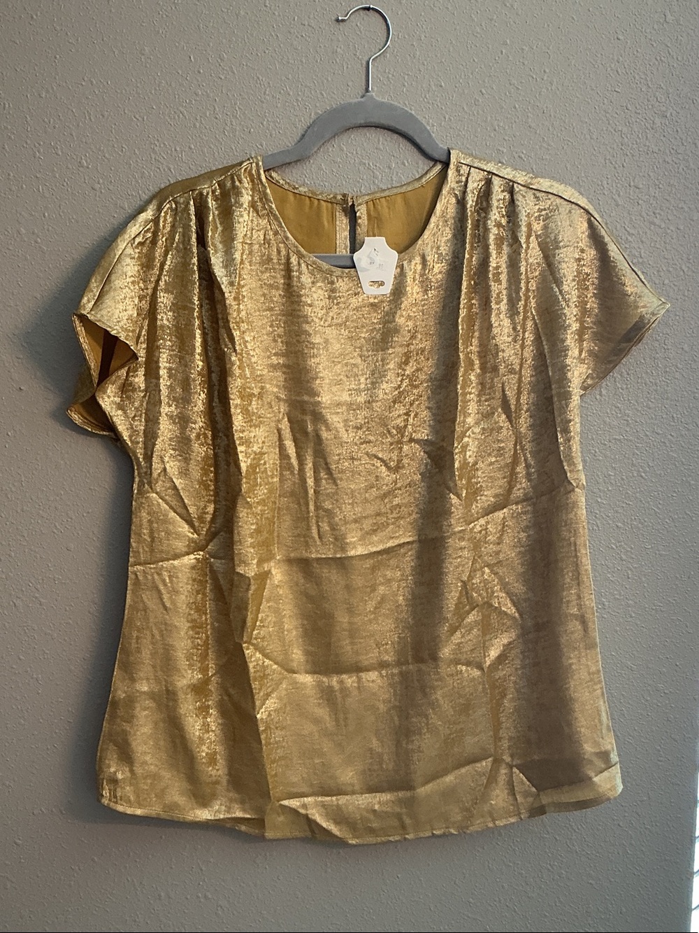 Gold Short Sleeve Velvet Shine Blouse